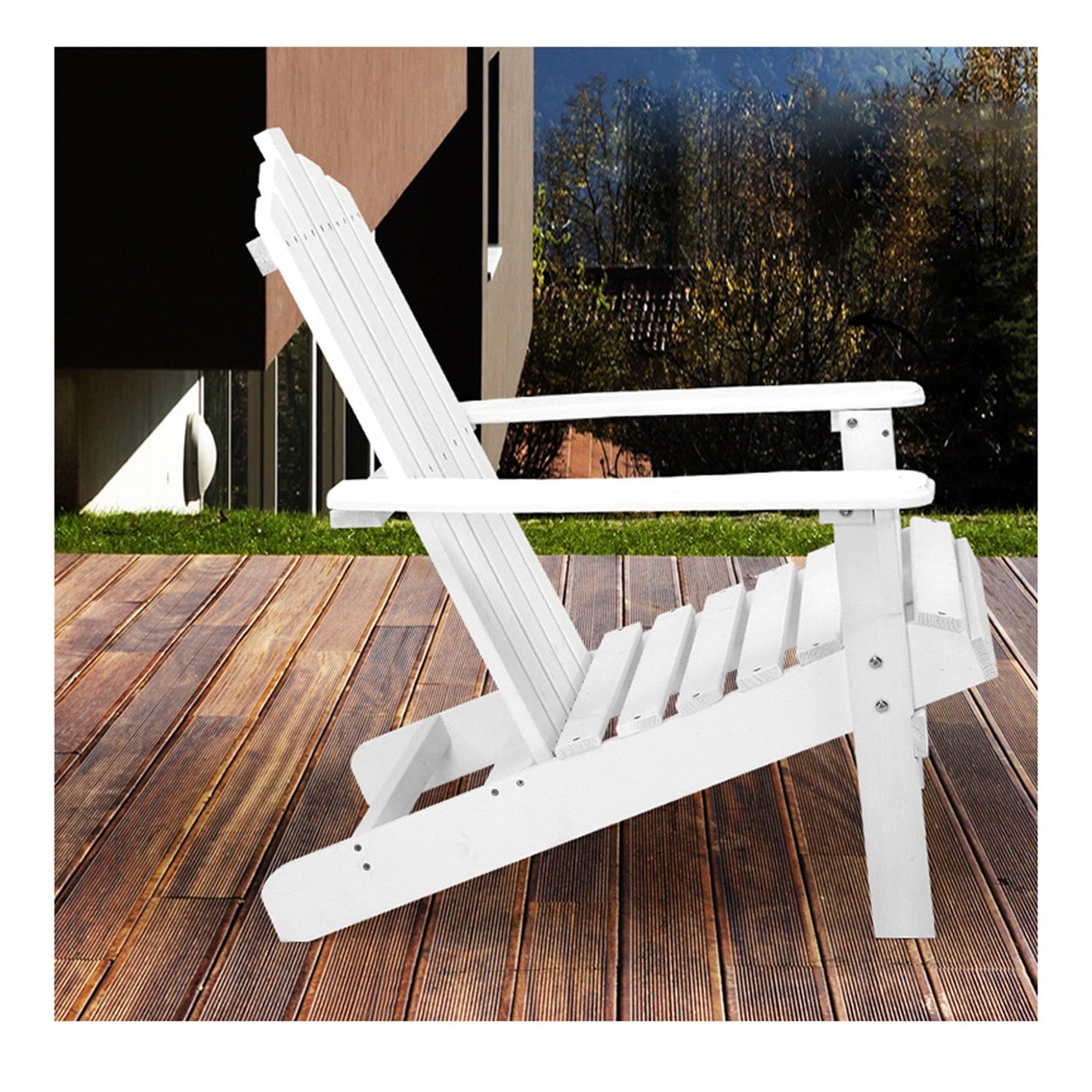 Outdoor Wooden Patio Table Set - White