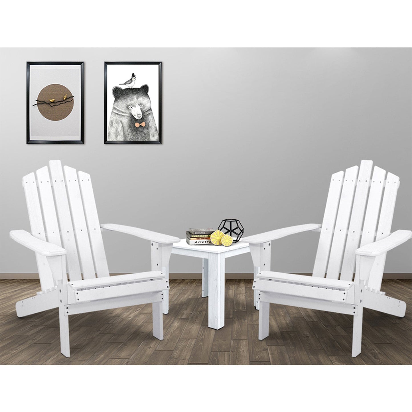 Outdoor Wooden Patio Table Set - White