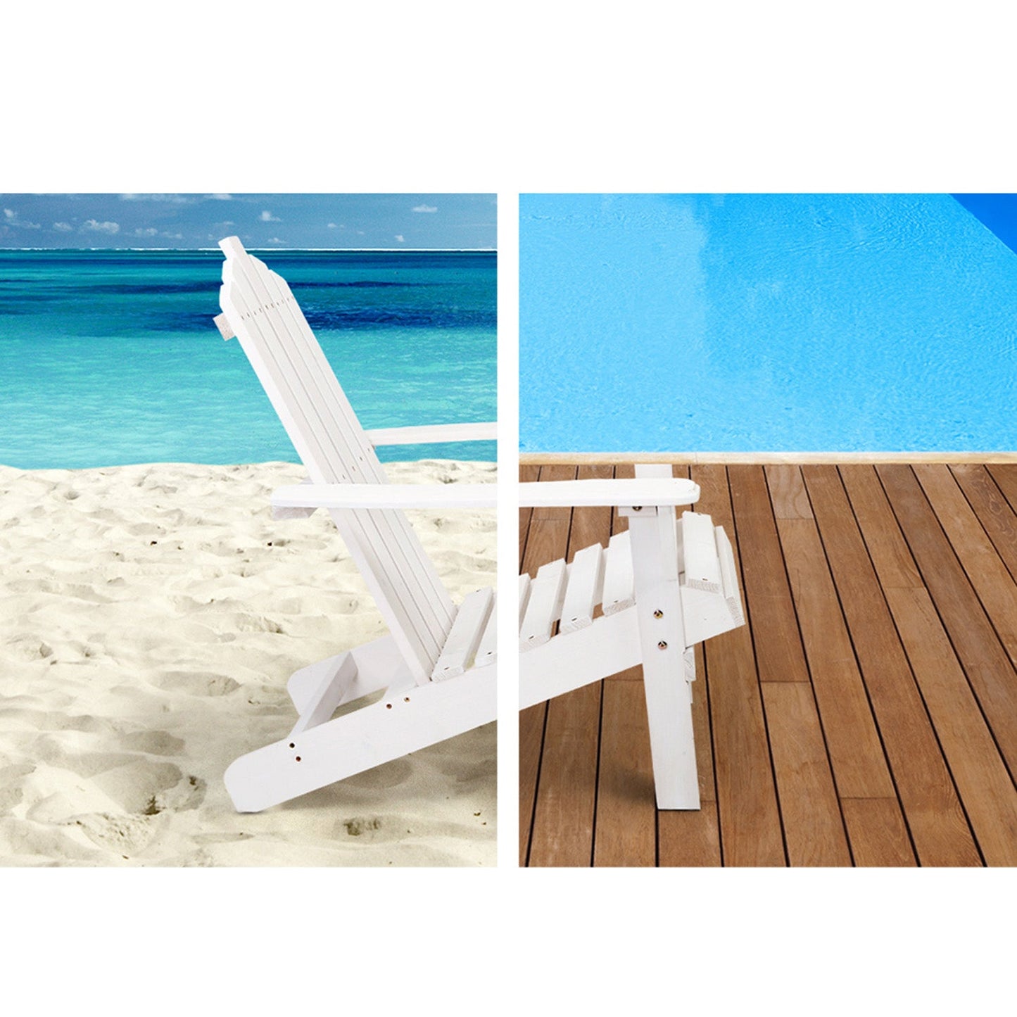 Outdoor Wooden Patio Table Set - White