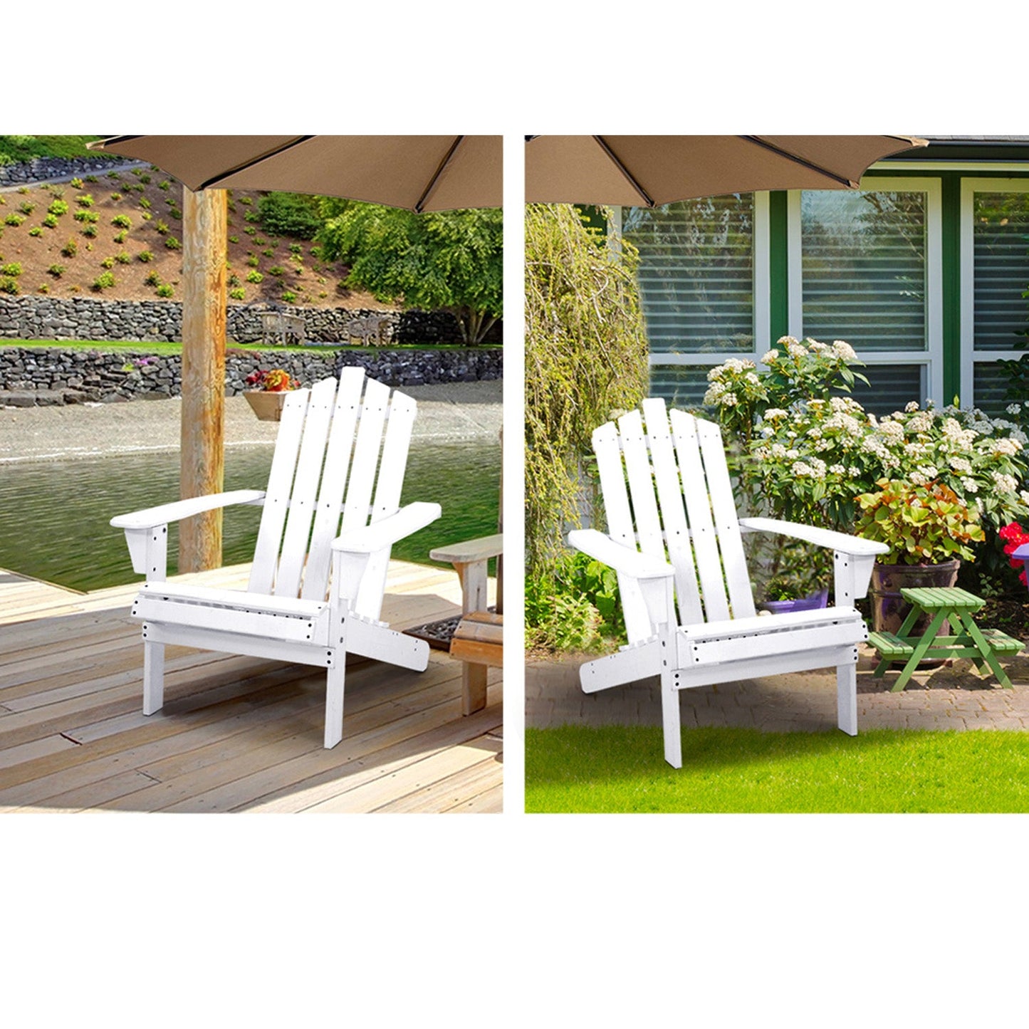 Outdoor Wooden Patio Table Set - White