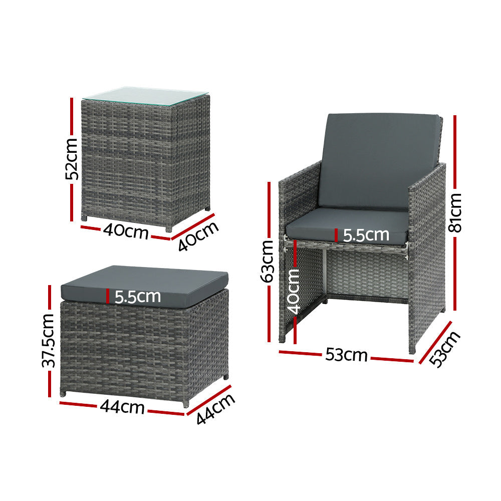Garden Outdoor Recliner Chairs Patio Sofa Lounge Furniture Set - Black