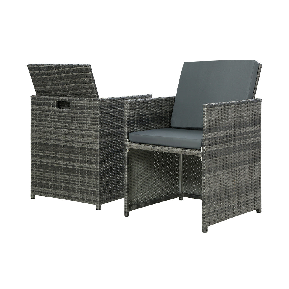 Garden Outdoor Recliner Chairs Patio Sofa Lounge Furniture Set - Black
