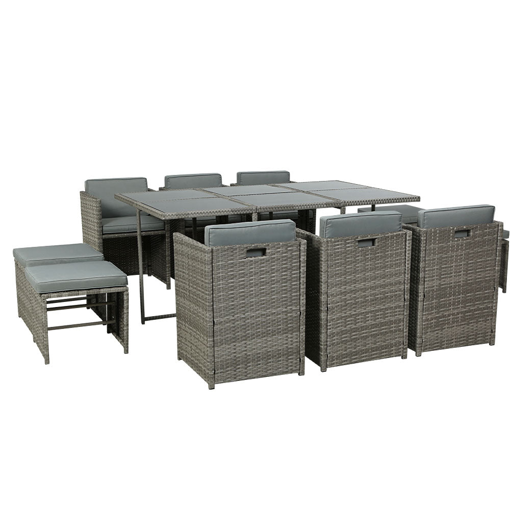 Garden Outdoor Dining Set Table Chairs Patio Furniture Lounge Set - 11pcs