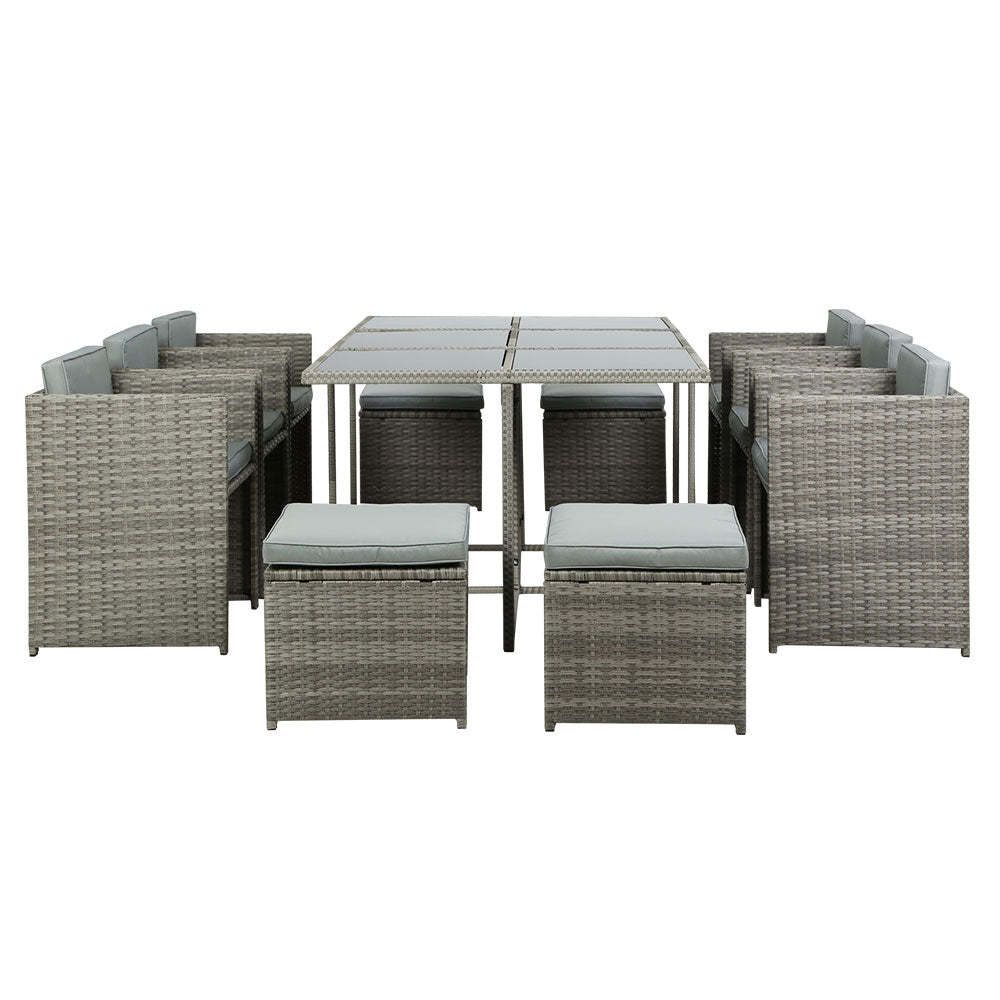 Garden Outdoor Dining Set Table Chairs Patio Furniture Lounge Set - 11pcs