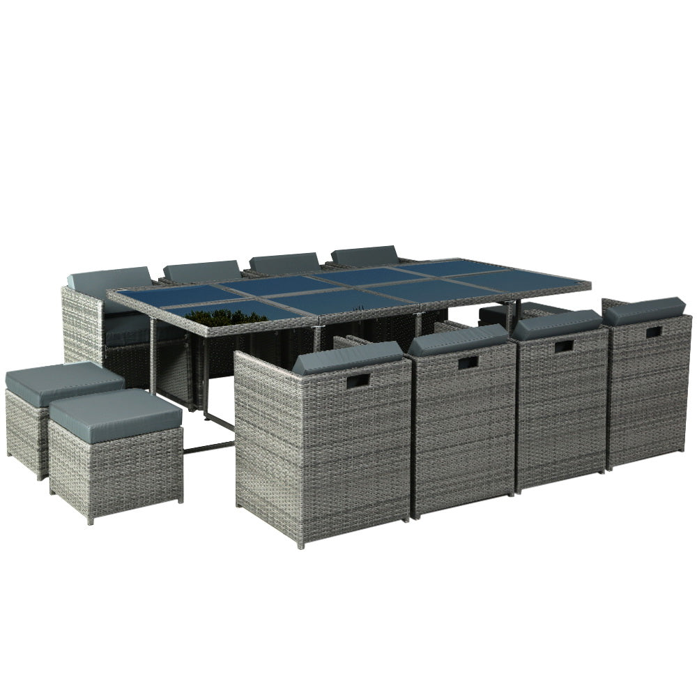 Garden Outdoor Dining Set Table Chairs Patio Furniture Lounge Set - 13pcs