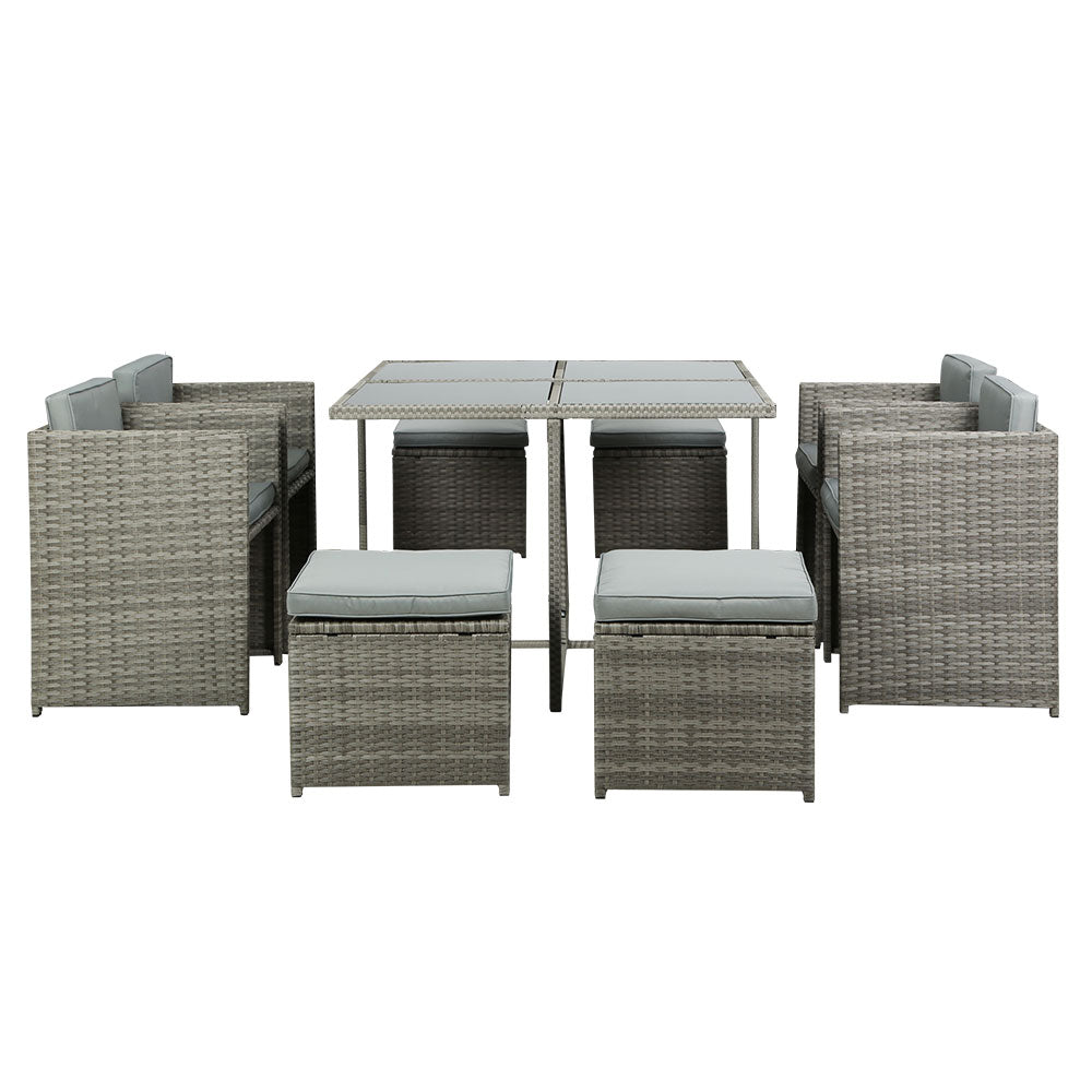 Garden Outdoor Dining Set Table Chairs Patio Furniture Lounge Set - 9pcs