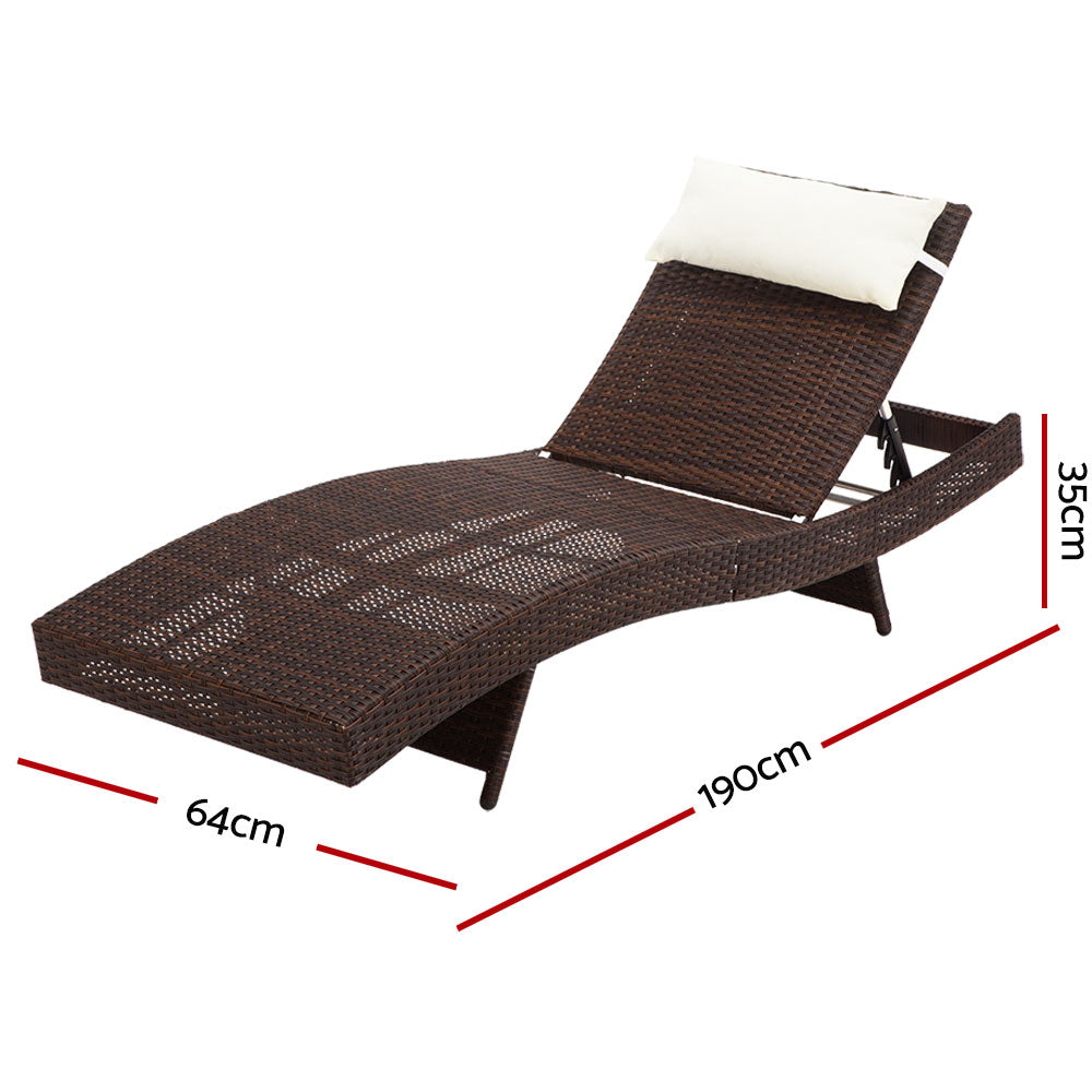 Outdoor Sun Lounge Bed - Set of 2