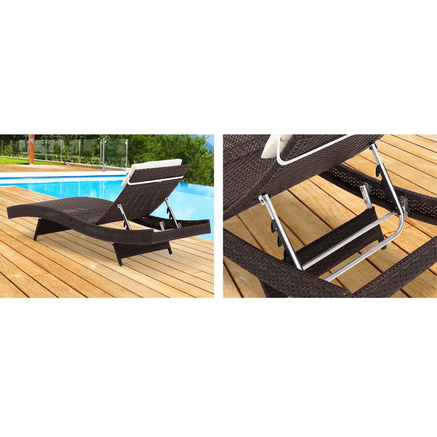 Outdoor Sun Lounge Bed - Set of 2
