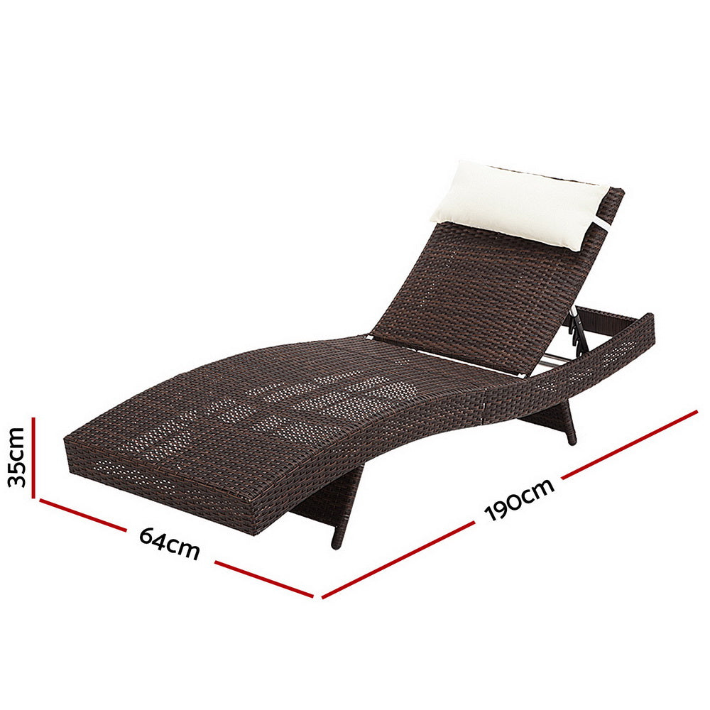 Outdoor Sun Lounge Bed - Set of 2