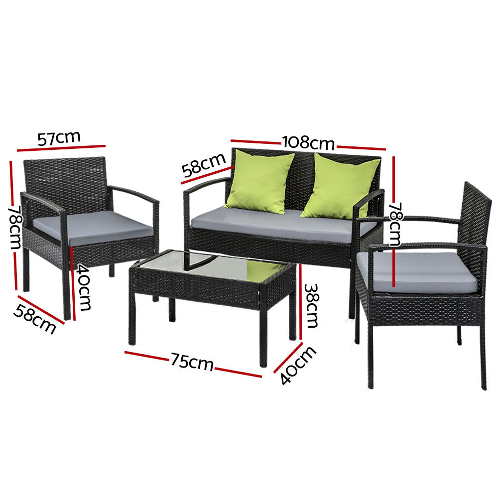 Outdoor Furniture Garden Patio Table Chairs Lounge Set - Lime Green