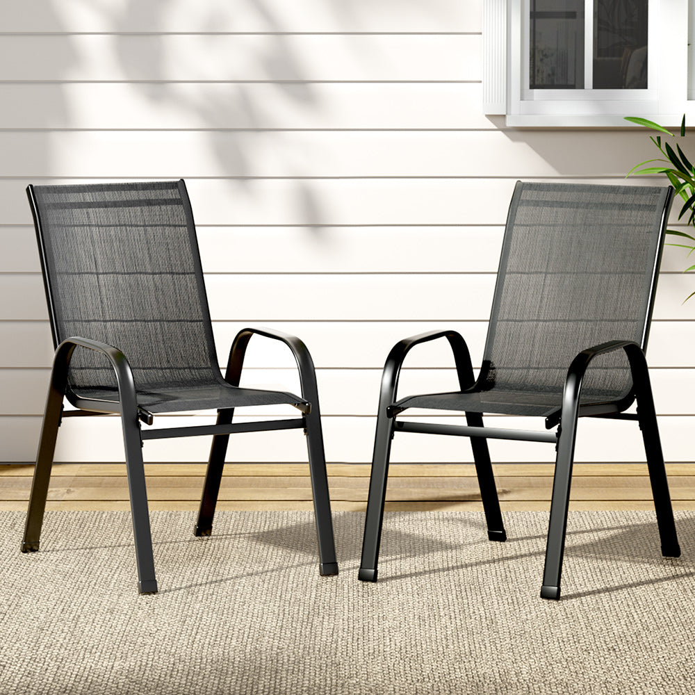 Outdoor Stackable Lounge Bistro Chair Patio Set - 2x