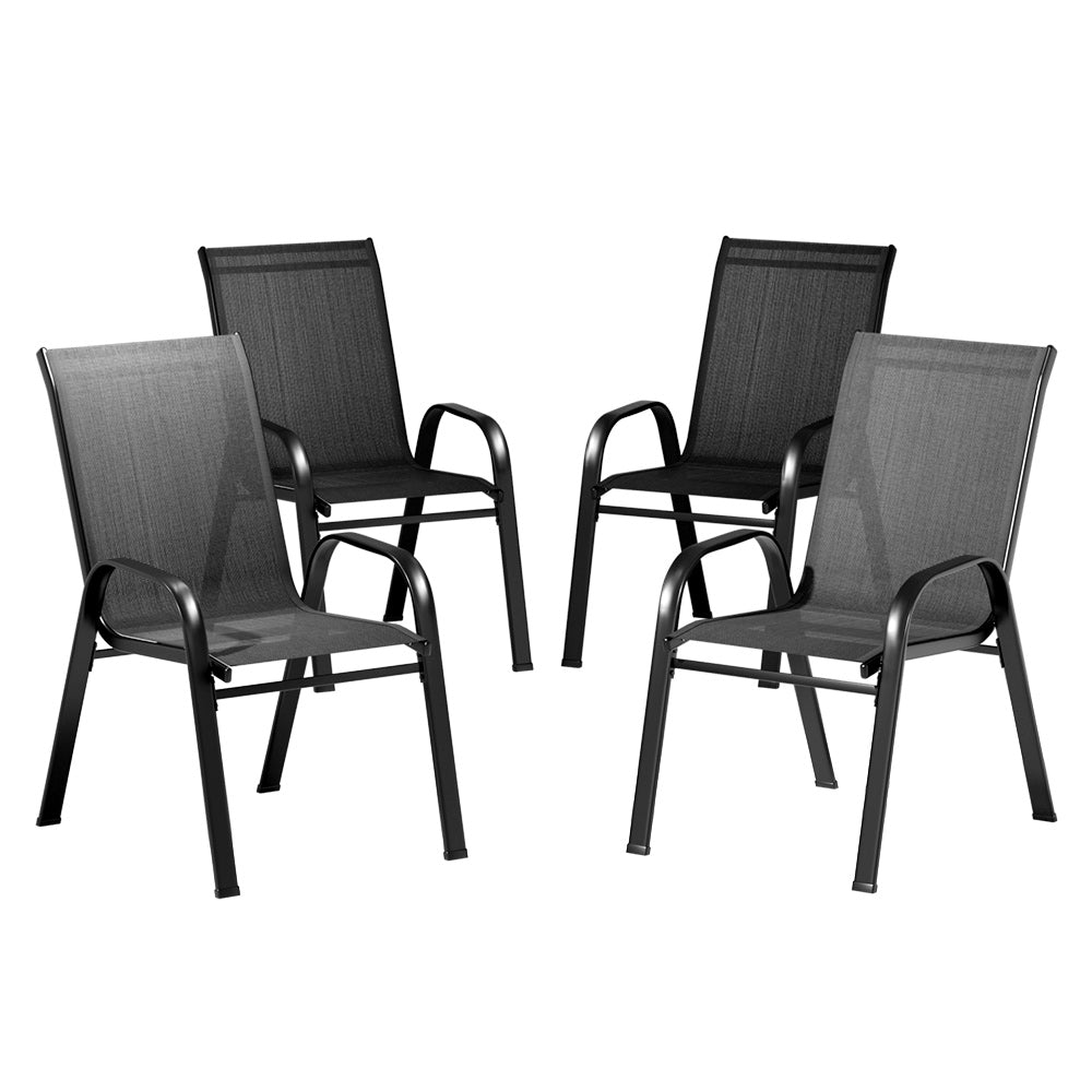 Outdoor Furniture Stackable Chairs Bistro Patio Set - 4x