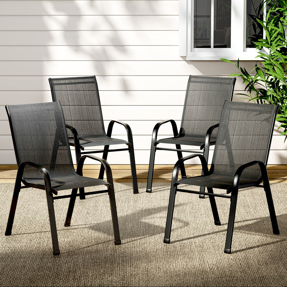 Outdoor Furniture Stackable Chairs Bistro Patio Set - 4x