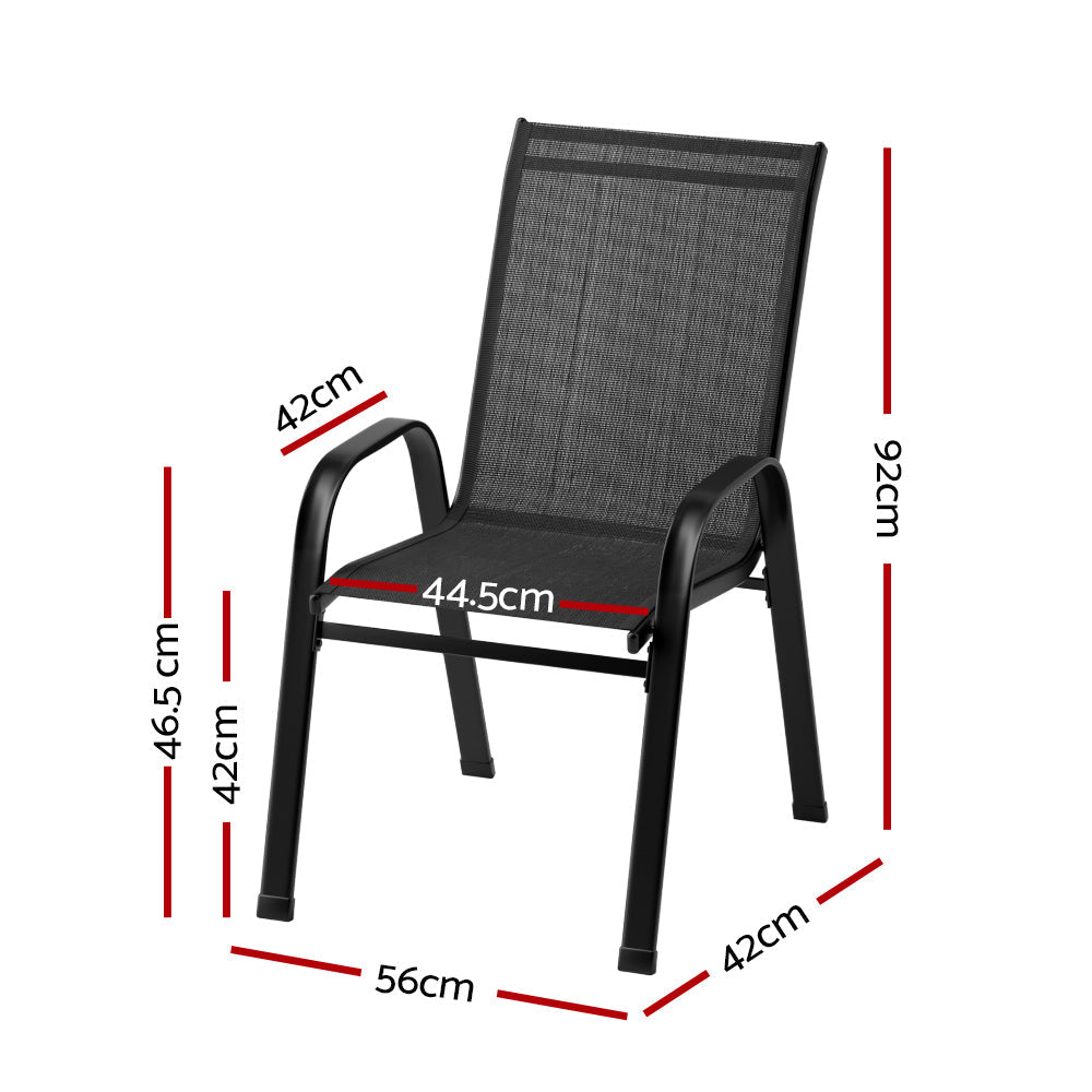 Outdoor Stackable Lounge Bistro Chair Patio Set - 6x