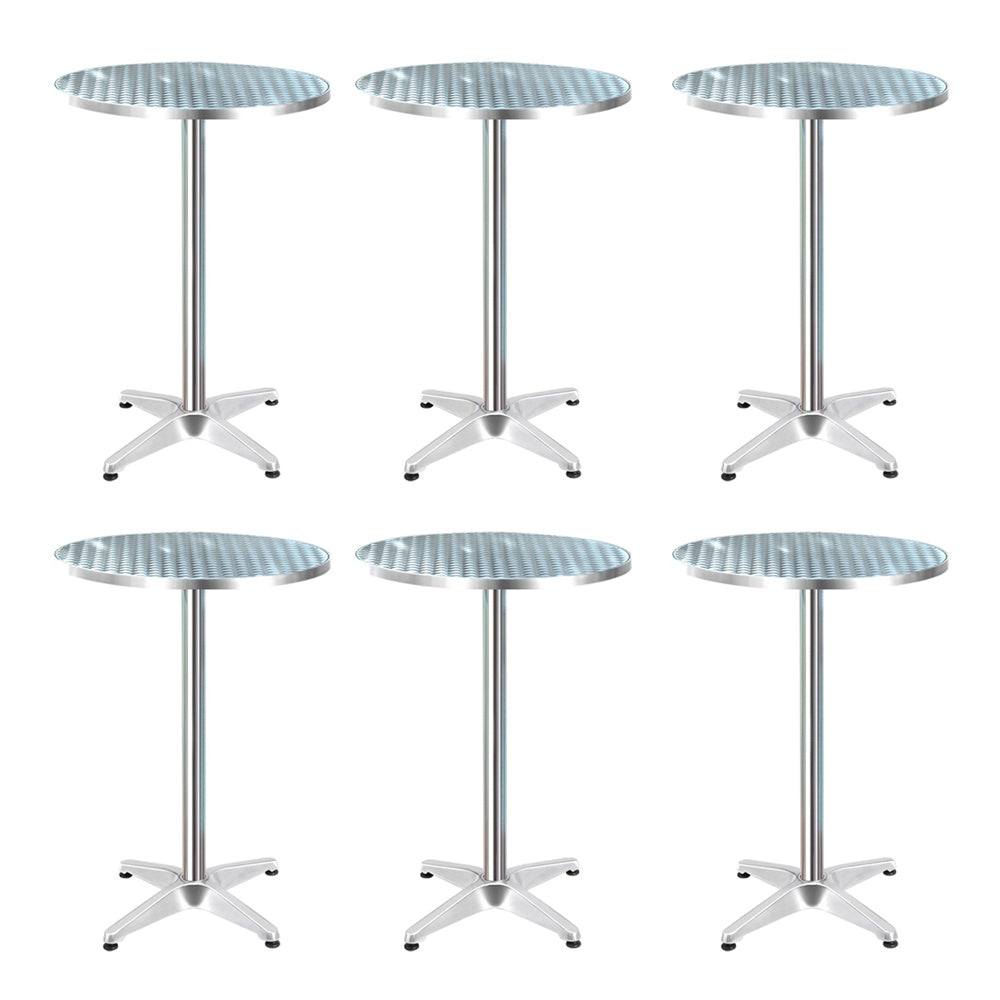 Outdoor Bar Furniture Adjustable Aluminium Cafe Round Table - 6pcs