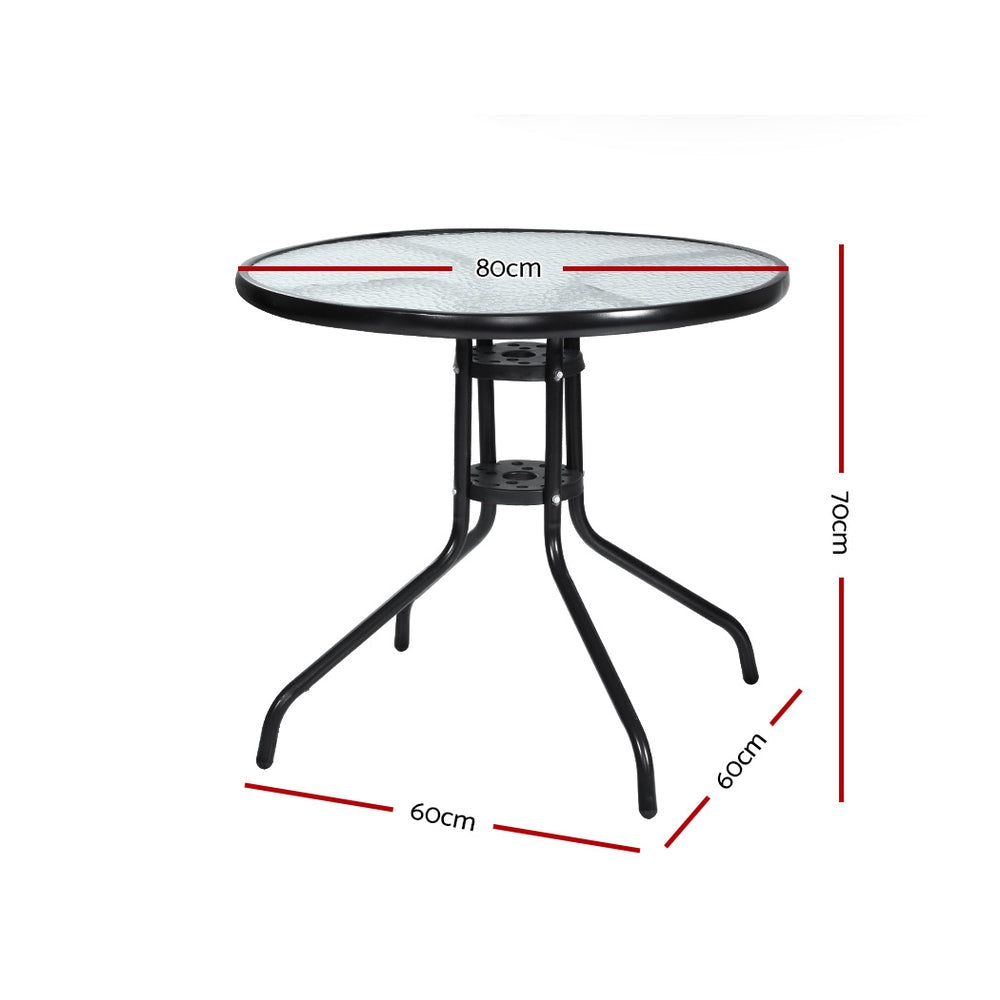 Outdoor Glass Dining and Bar Table Setting - 70cm