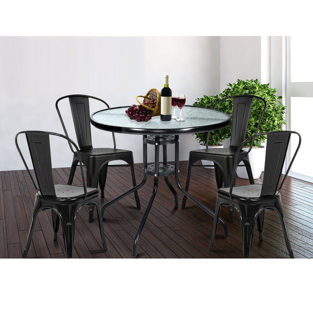 Outdoor Glass Dining and Bar Table Setting - 70cm