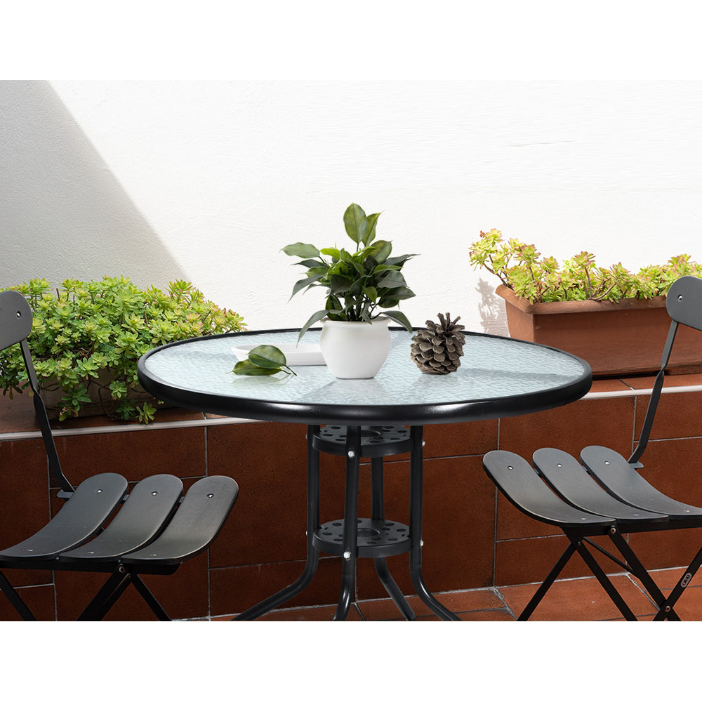 Outdoor Glass Dining and Bar Table Setting - 70cm