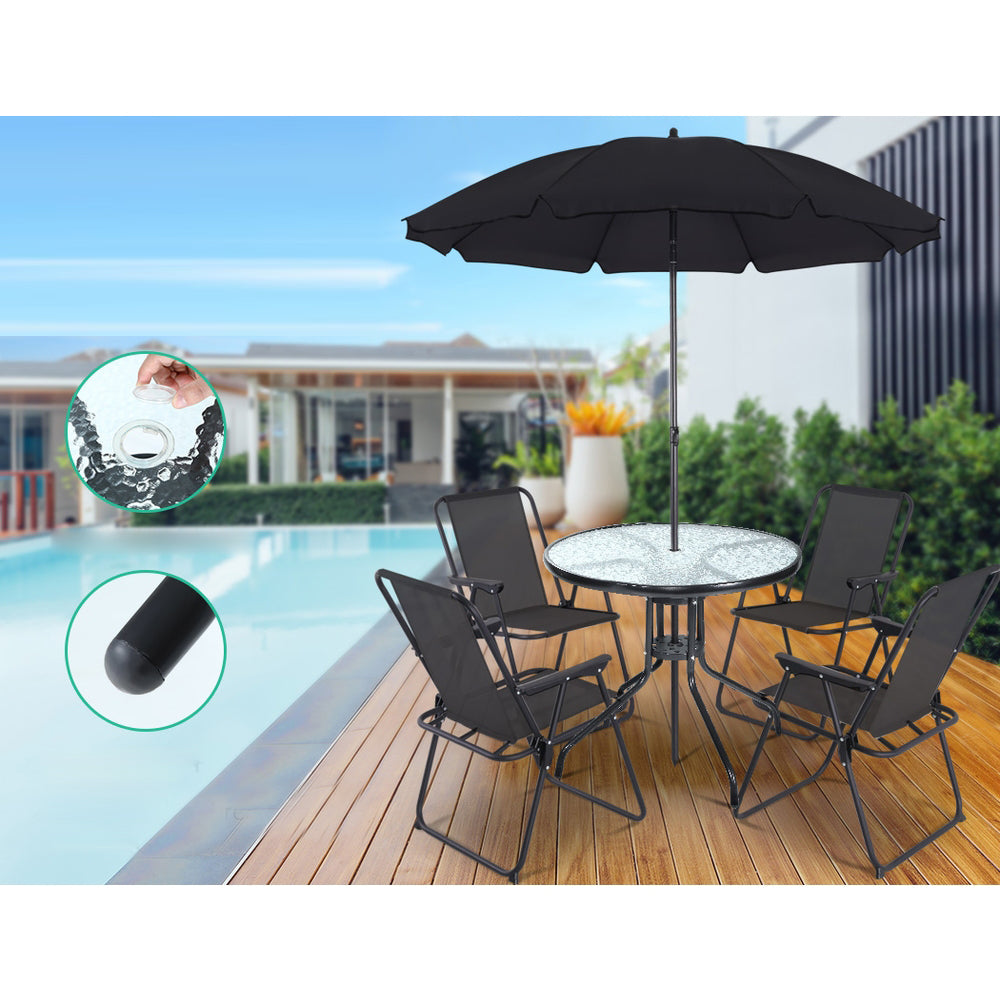 Outdoor Glass Dining and Bar Table Setting - 70cm