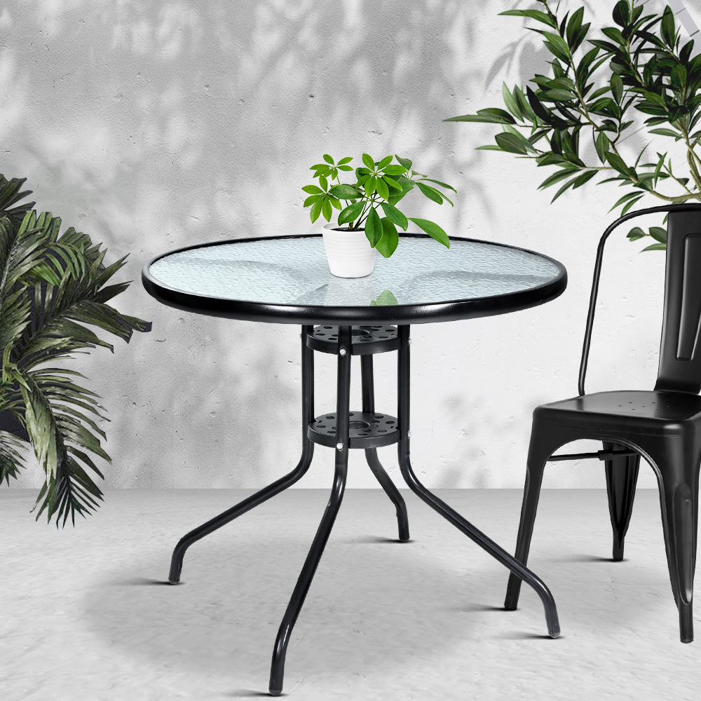 Outdoor Glass Dining and Bar Table Setting - 70cm