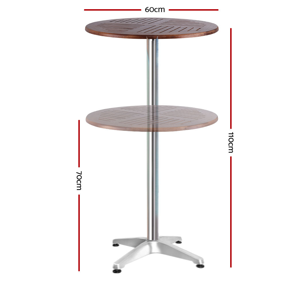 Outdoor Adjustble Round Bar Table - Top Wood