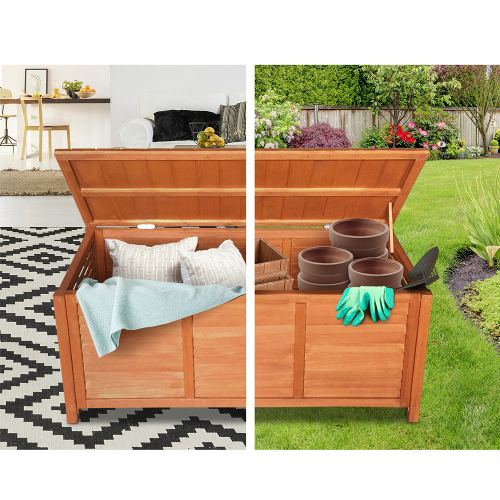 Indoor Outdoor Fir Wood Storage Container Bench Box - 50KG Capacity