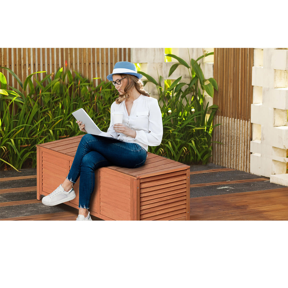 Indoor Outdoor Fir Wood Storage Container Bench Box - 50KG Capacity