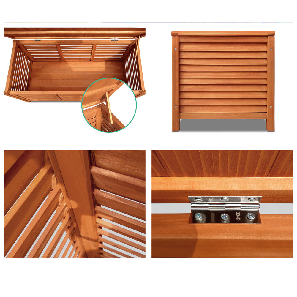 Indoor Outdoor Fir Wood Storage Container Bench Box - 50KG Capacity