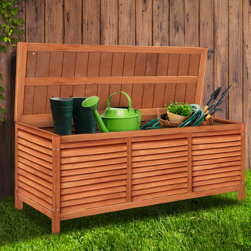 Indoor Outdoor Fir Wood Storage Container Bench Box - 50KG Capacity
