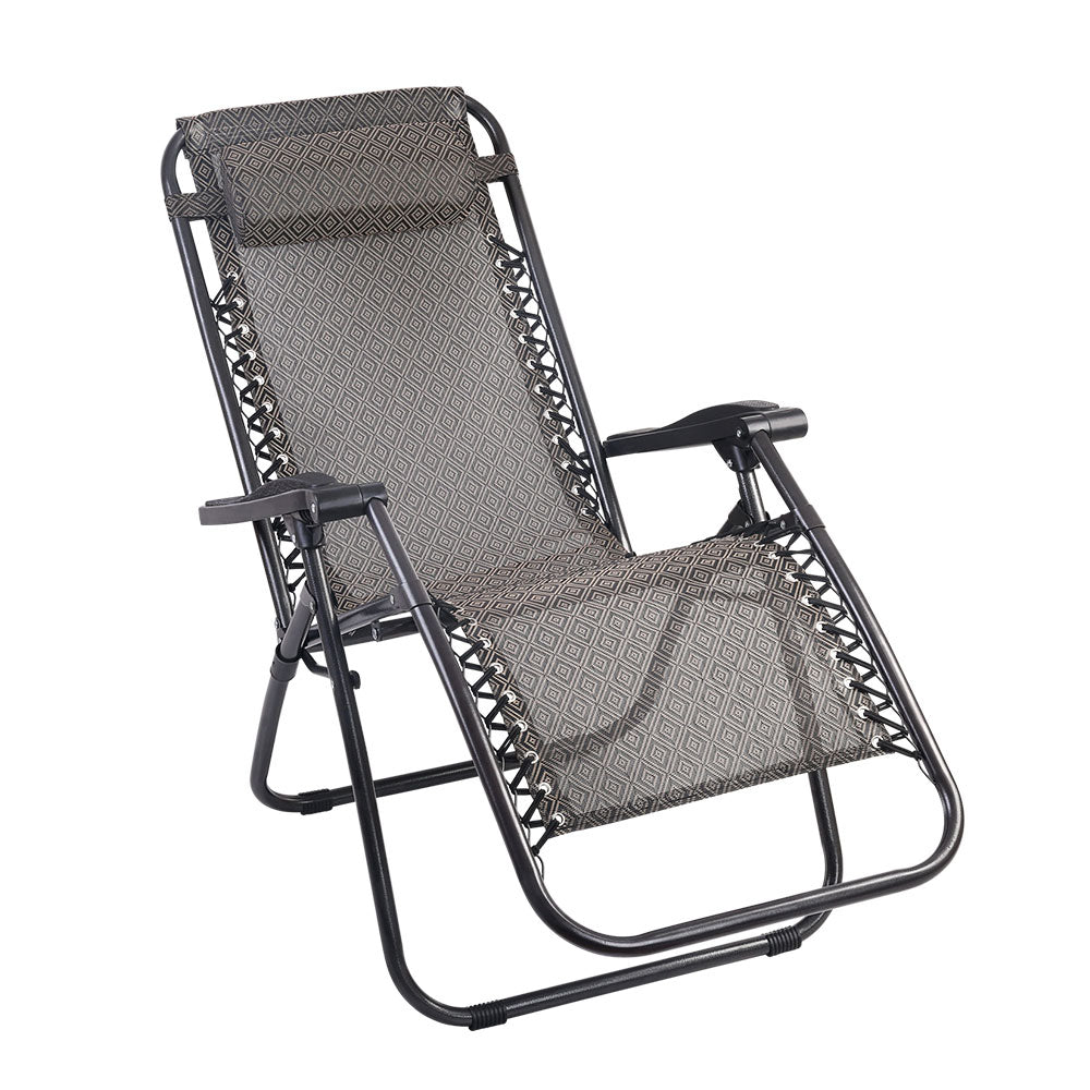 Zero Gravity Recliner Outdoor Sun Lounge Beach Chair - Beige