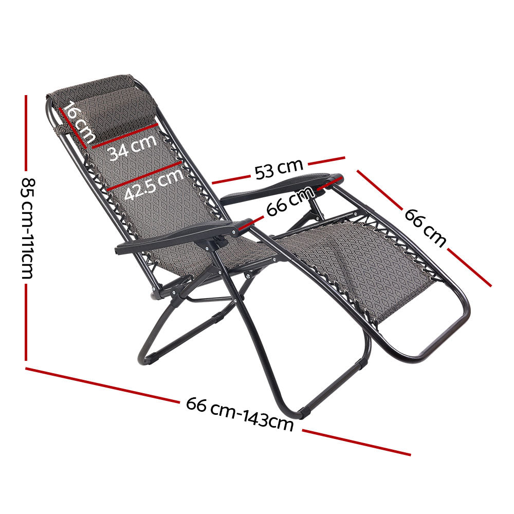 Zero Gravity Recliner Outdoor Sun Lounge Beach Chair - Beige