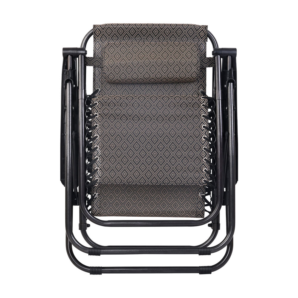Zero Gravity Recliner Outdoor Sun Lounge Beach Chair - Beige