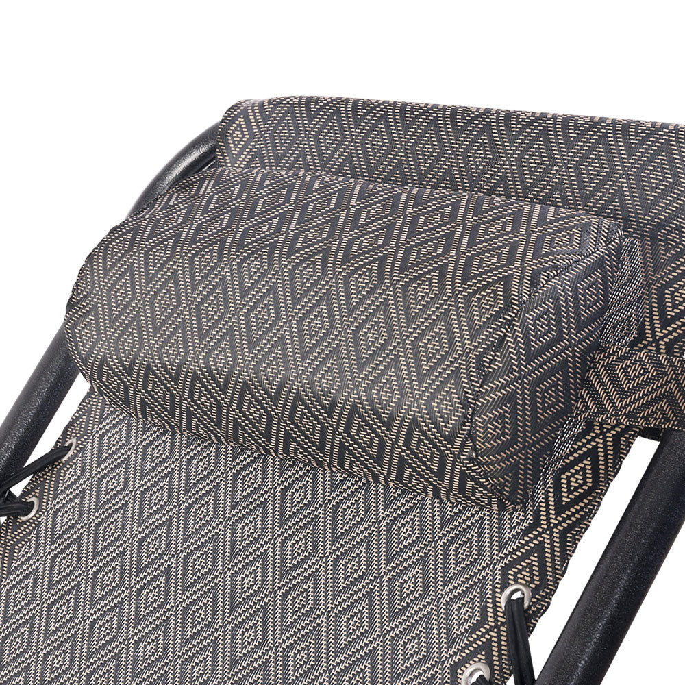 Zero Gravity Recliner Outdoor Sun Lounge Beach Chair - Beige