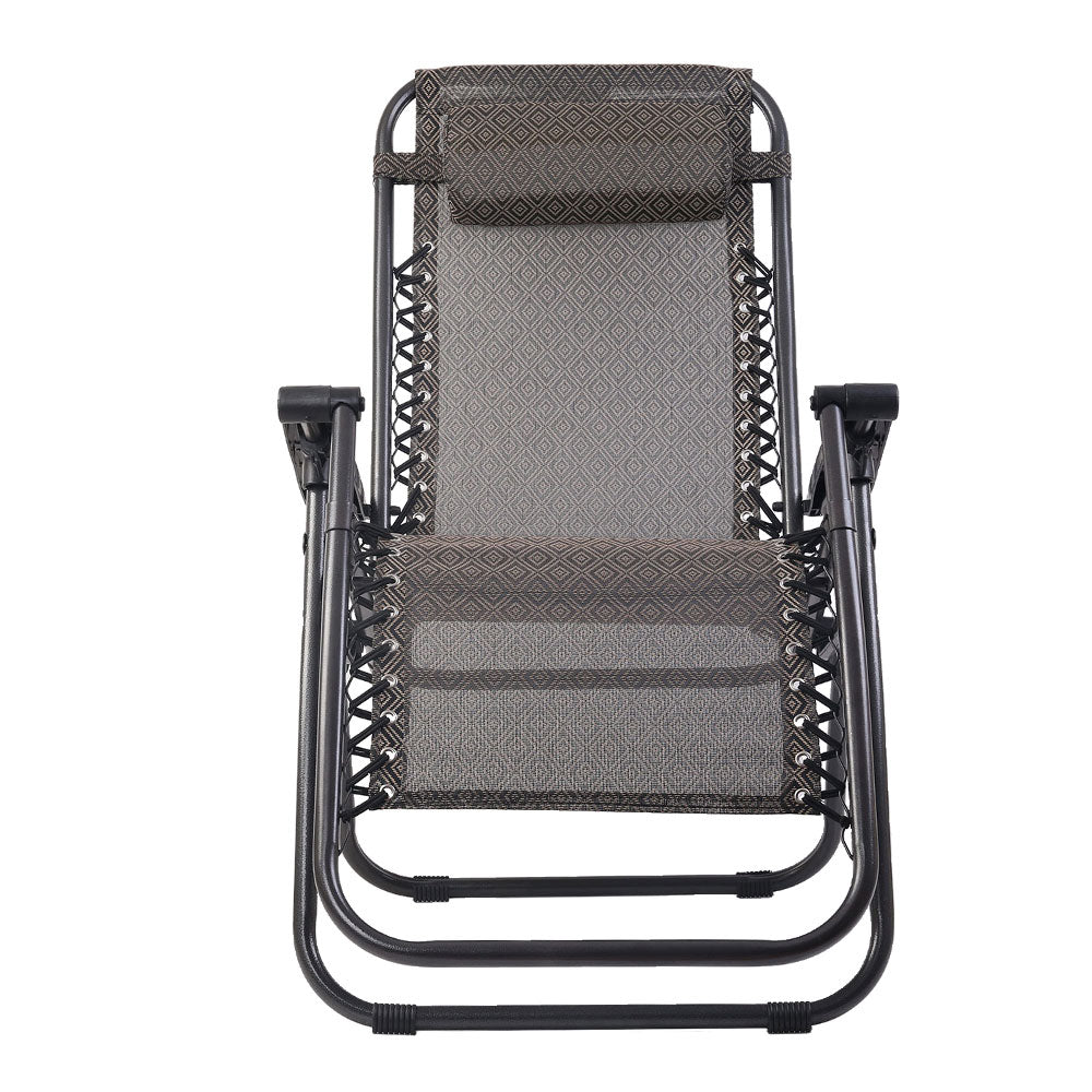 Reclining Chair Folding Camping Outdoor Sun Lounge - 2pcs