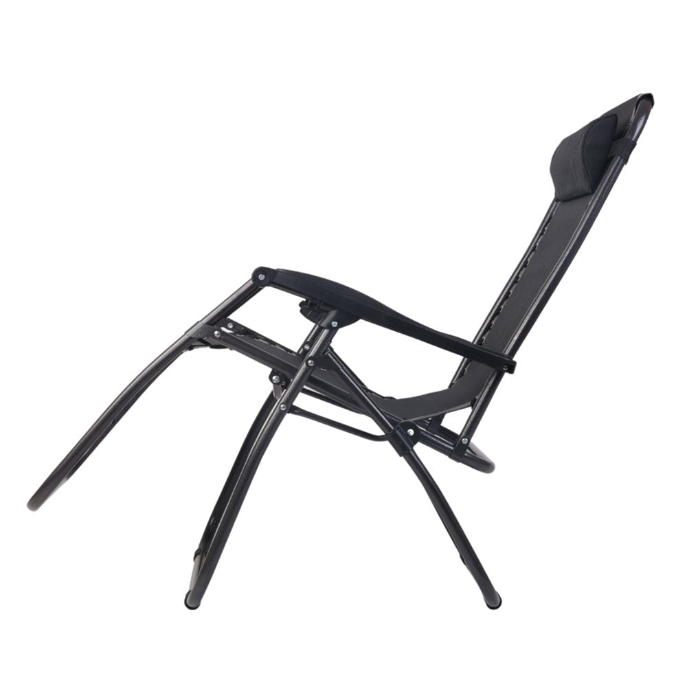 Outdoor Reclining Chairs Folding Camping  Sun Lounge Set of 2 - Black