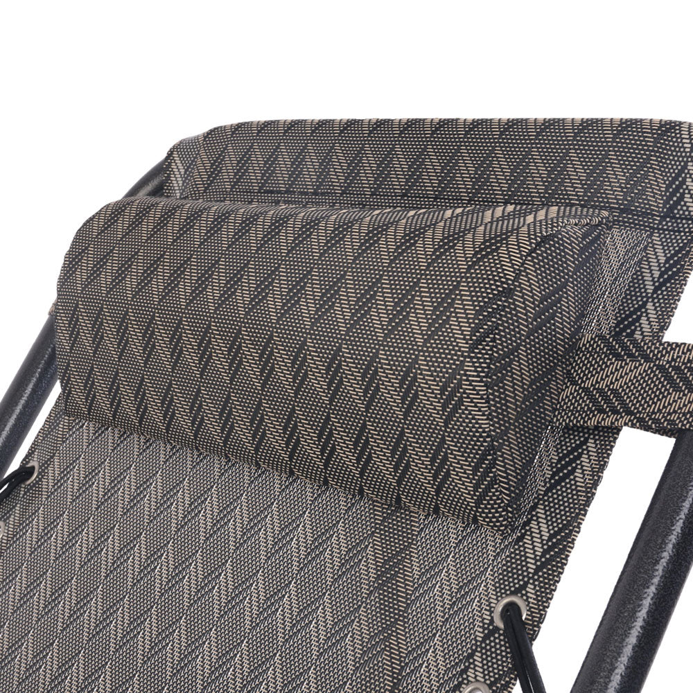 Outdoor Reclining Chairs Folding Camping  Sun Lounge Set of 2 - Grey