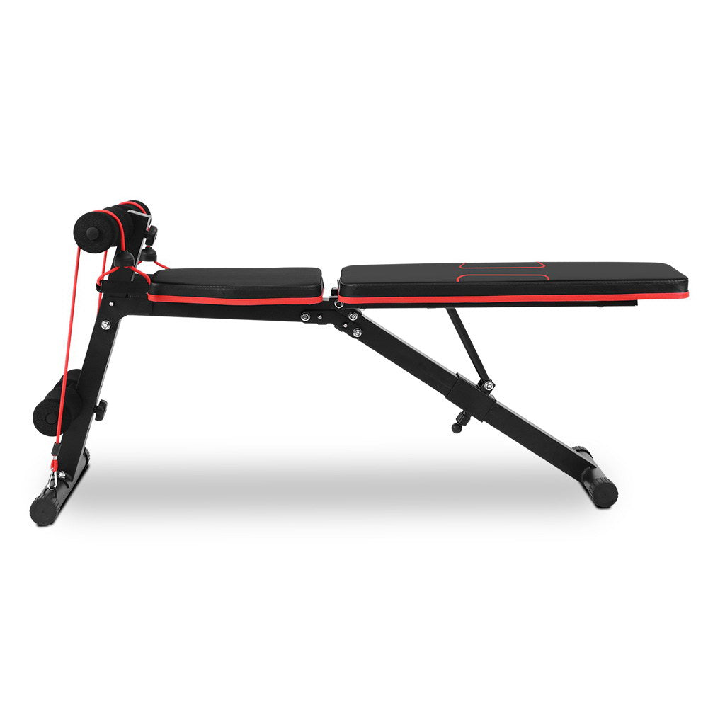 Adjustable FID Weight Bench Fitness Flat Incline Gym Home Steel Frame - 6 Levels
