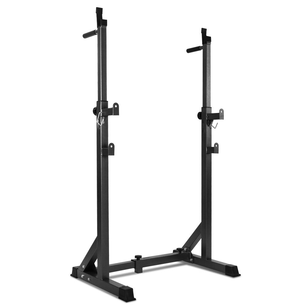Squat Rack Pair Fitness Weight Lifting Home Gym Exercise Barbell Stand - 10 Height Settings