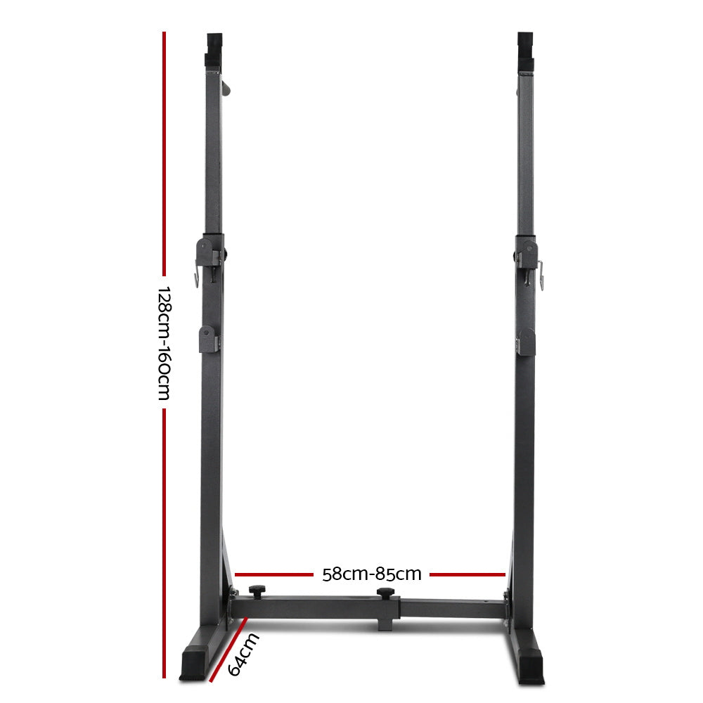 Squat Rack Pair Fitness Weight Lifting Home Gym Exercise Barbell Stand - 10 Height Settings