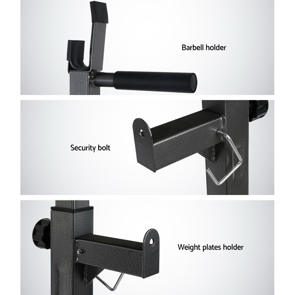 Squat Rack Pair Fitness Weight Lifting Home Gym Exercise Barbell Stand - 10 Height Settings