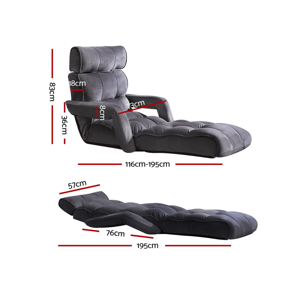 Adjustable Lounge Sofa Bed - Charcoal