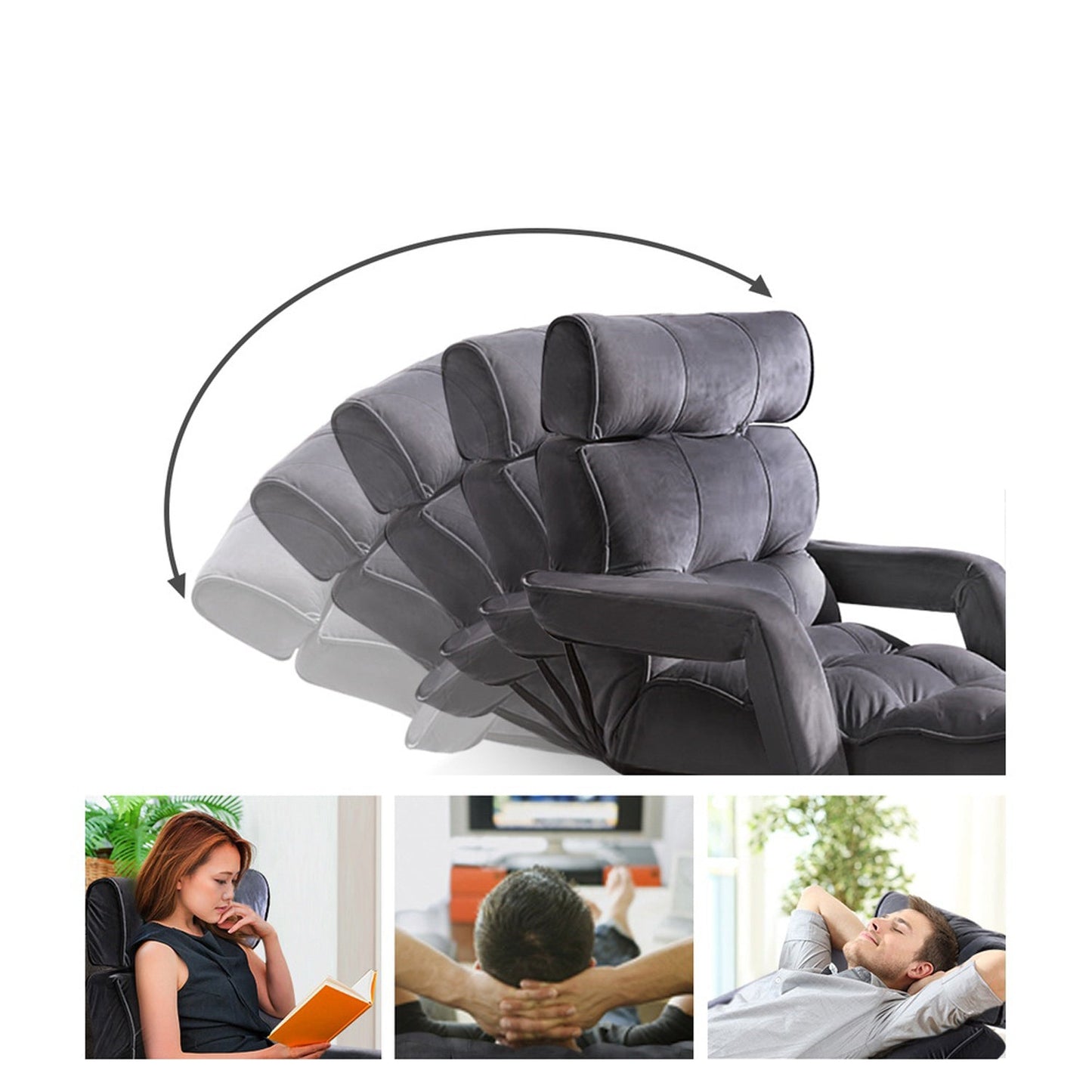 Adjustable Lounge Sofa Bed - Charcoal