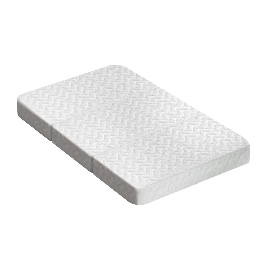 Foldable Mattress Portacot Travel Cot Bamboo Cover - White