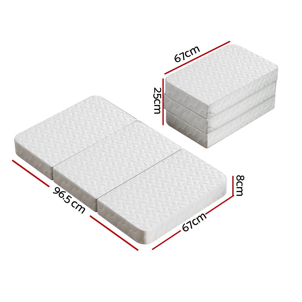 Foldable Mattress Portacot Travel Cot Bamboo Cover - White
