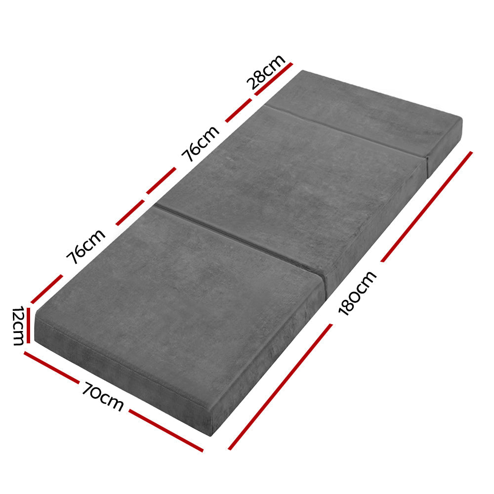 Bedding Folding Foam Portable Polyester Mattress - Grey