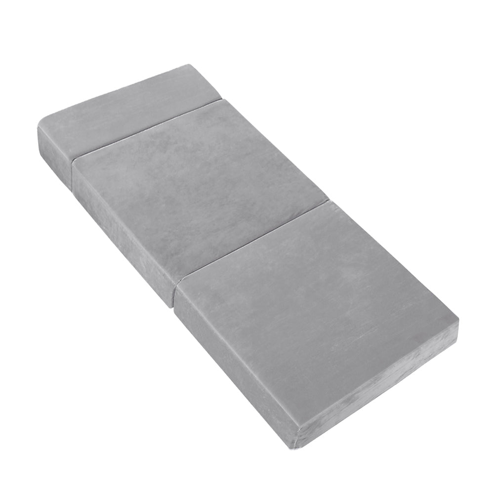 Bedding Foldable Foam Mattress Sofa Bed Lounge - Velvet Light Grey