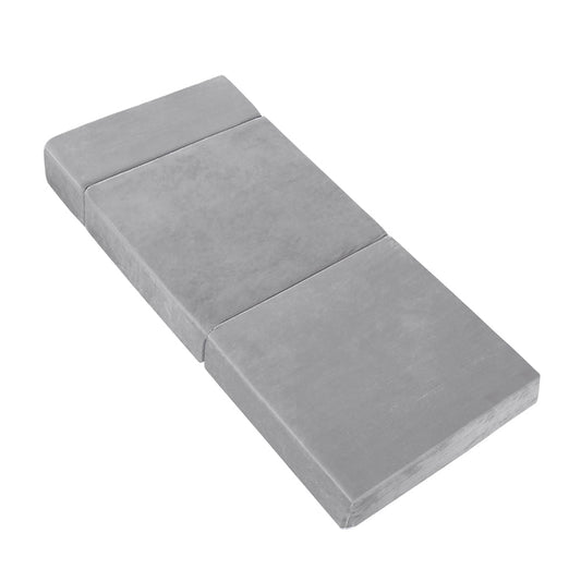 Bedding Foldable Foam Mattress Sofa Bed Lounge - Velvet Light Grey