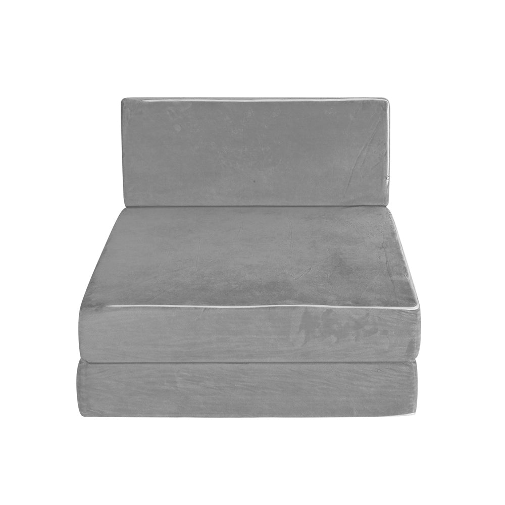 Bedding Foldable Foam Mattress Sofa Bed Lounge - Velvet Light Grey