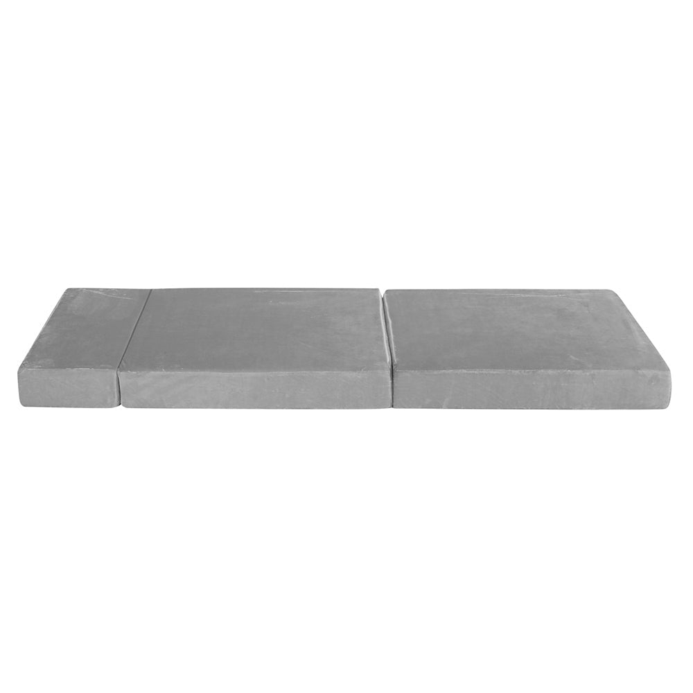 Bedding Foldable Foam Mattress Sofa Bed Lounge - Velvet Light Grey