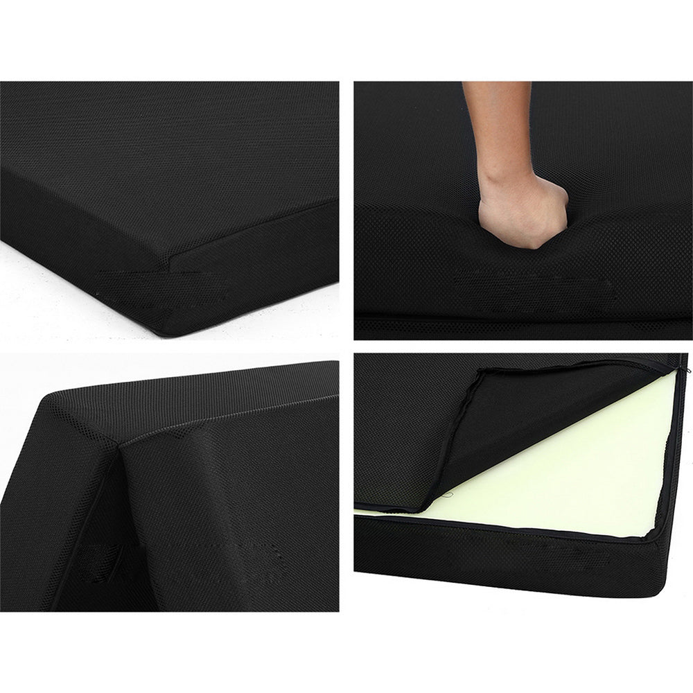 Portable Folding Sofa Bed Mattress - Black - Double